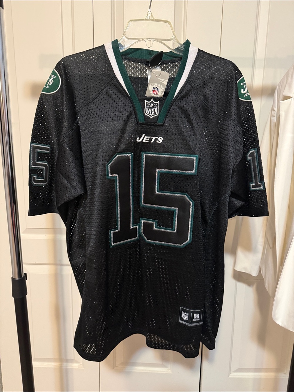 NFL New York Jets Black Tim Tebow #15 Men’s Football Jersey with Green Trim